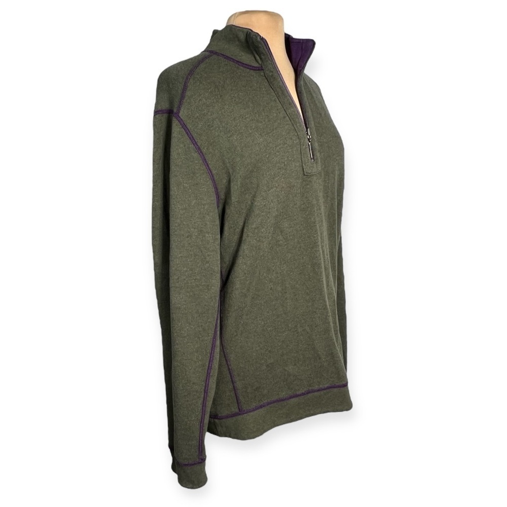Tommy Bahama Reversible Half-Zip Sweater
Regal Purple/Army Green Men’s Medium - Picture 8 of 15
